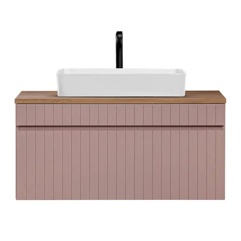 Waschbeckenunterschrank 100 cm, Keramik Aufsatzwaschbecken IRAKLIO-56-ROSE rosa Eiche Nb., B/H/T ca. 100,4/59,5/46 cm Jetzt Kaufen