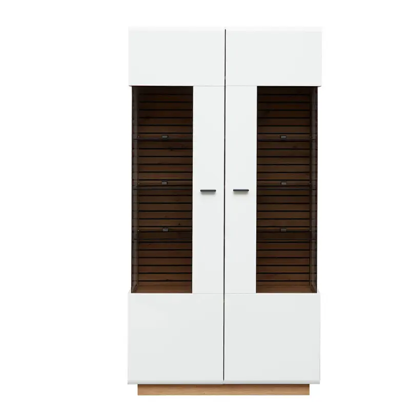 Vitrine Standvitrine, 98cm breit, weiß mit Eiche, FALLON-55 Abverkauf