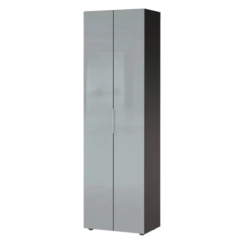 Garderobenschrank 2 Türen graphit mit Glasfront grau GENEVA-01 Top-Seller