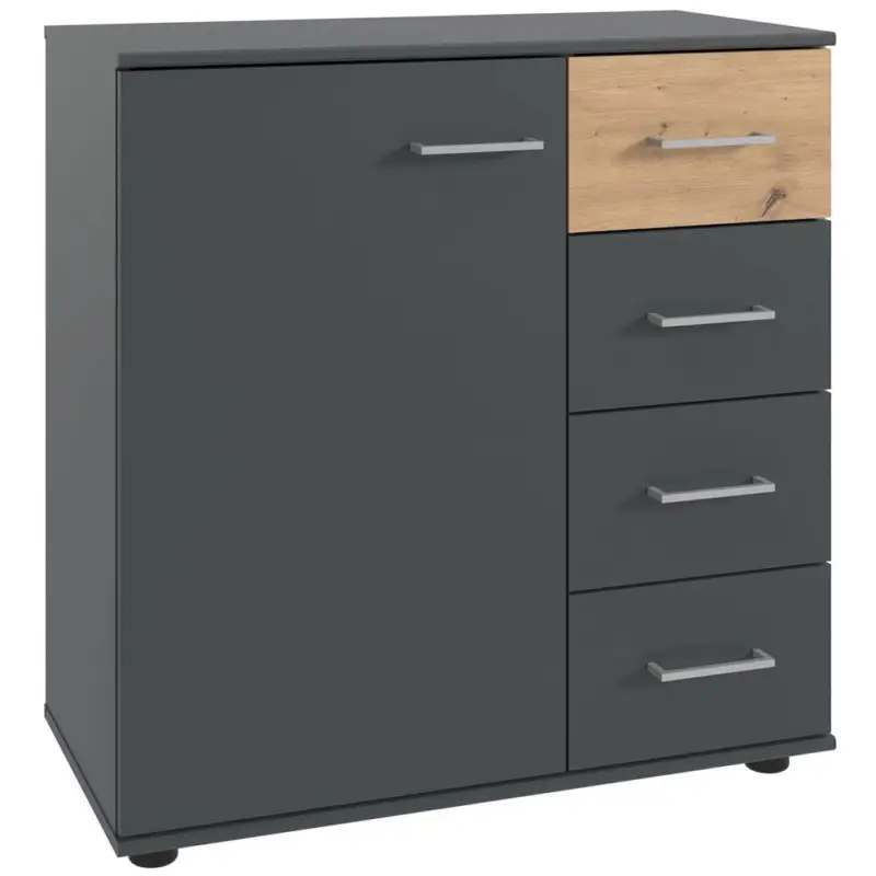 Kommode 81 cm breit modern in graphit mit Eiche TREVISO-43 Angebot