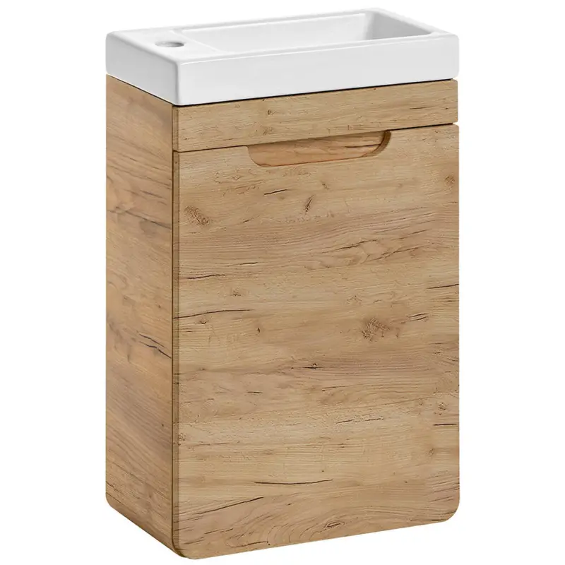 Waschtischunterschrank inkl. Keramikwaschbecken 41 cm LUTON-56, Eiche Nb. B/H/T ca. 41/69/22 cm Sonderangebot