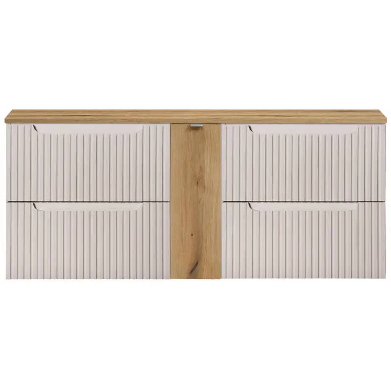 Preisreduziert Waschtischunterschrank 140cm, kaschmir und Eiche, NEWPORT-56-CASHMERE