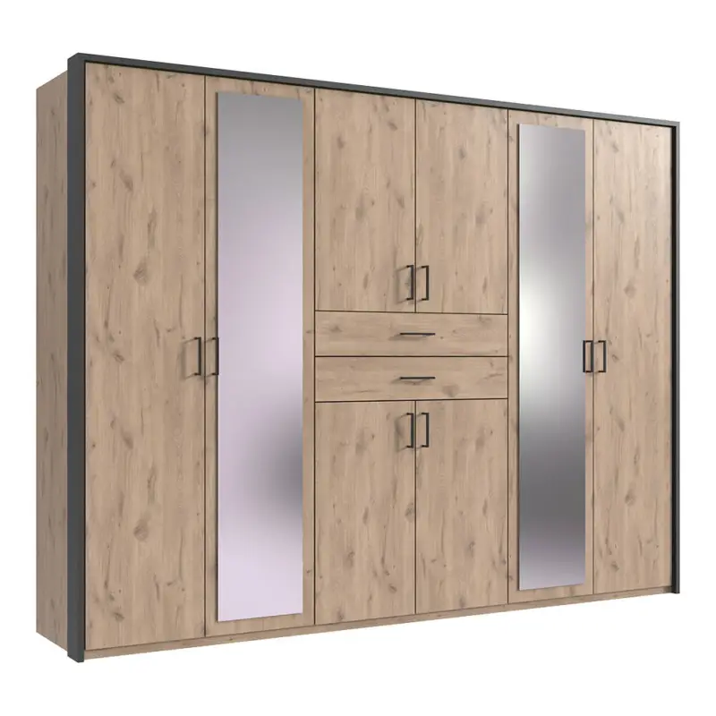 Kleiderschrank 228cm in Eiche mit graphit DUNBAR-43, inkl. Passepartout Kracherpreis