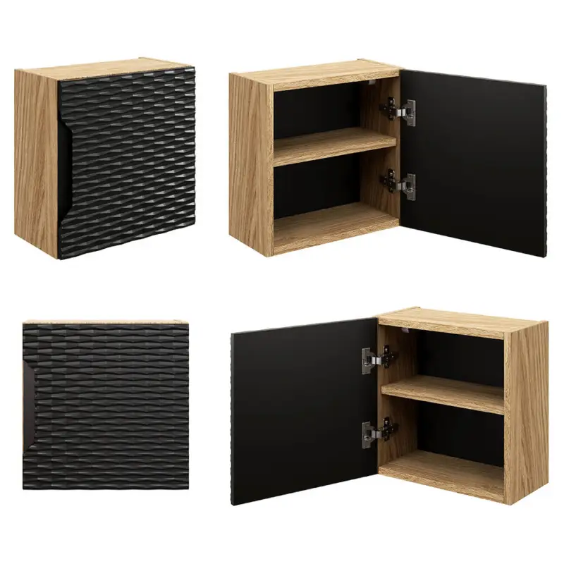 Hängeschrank 35x35cm in Eiche mit schwarz OLUO-56-BLACK Sonderangebot