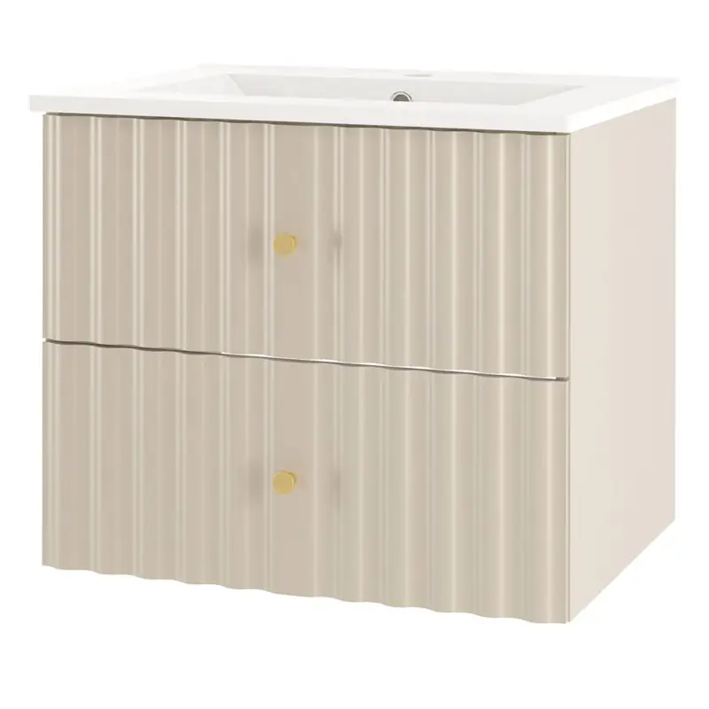 Solange Der Vorrat Reicht Waschtischunterschrank mit Waschbecken 60 cm breit in kaschmir AQUINO-140