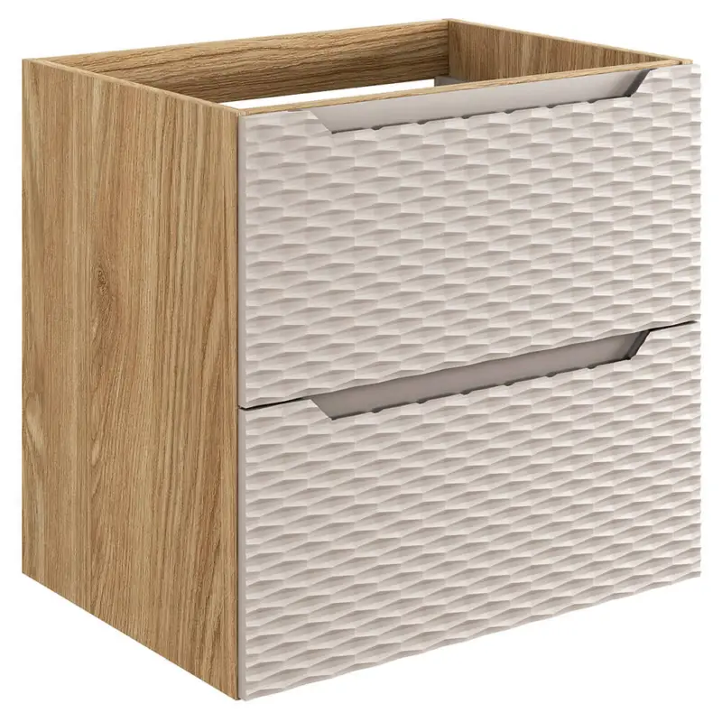 Waschtischunterschrank 60cm in Eiche mit beige OLUO-56-BEIGE Wochenendangebot