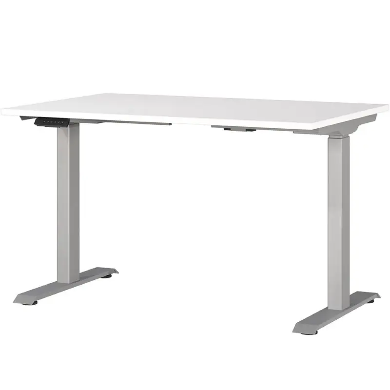 Bestseller Schreibtisch 120cm, elektrisch höhenverstellbar, weiß/silber, JESOLO-01