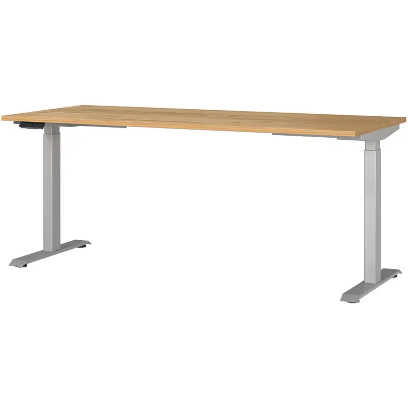 Schreibtisch 180cm, elektrisch höhenverstellbar, Eiche/silber, JESOLO-01 Kracherpreis