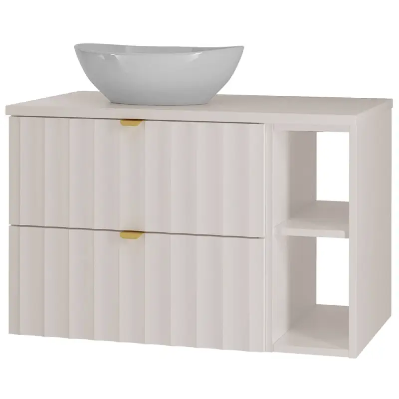 Rabatt Waschbeckenunterschrank 80 cm breit inkl. Waschbecken in weiß matt AVOLA-140