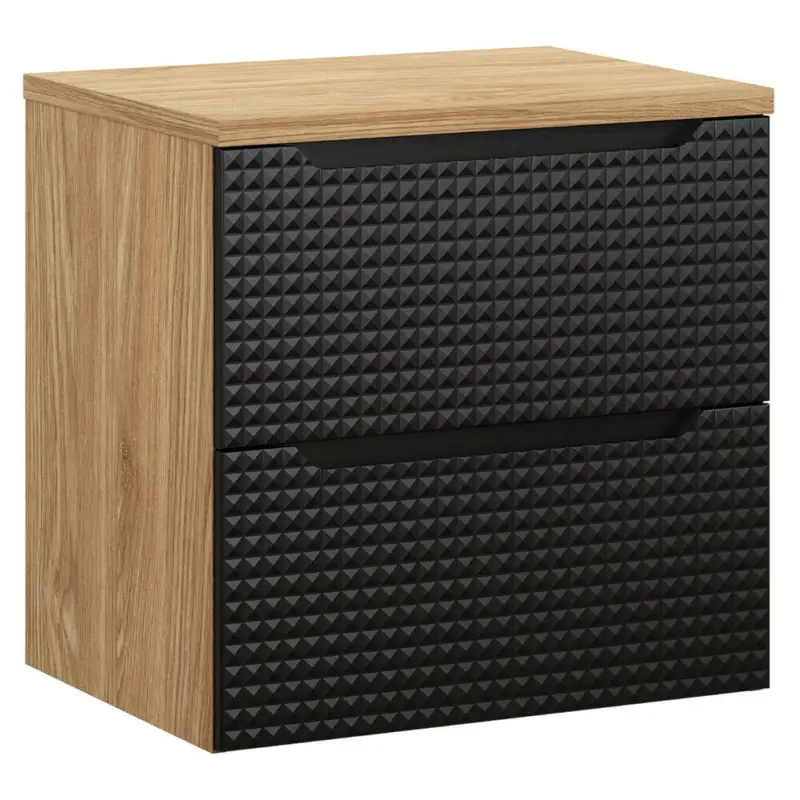 Waschtischunterschrank 60 cm in Eiche und schwarz, LONDON-56-BLACK Zertifiziert