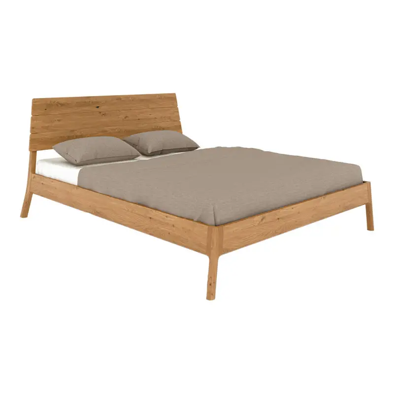 Doppelbett 180x190cm mit Holzkopfteil, Wildeiche massiv geölt, THORNBURY-165 Abverkauf