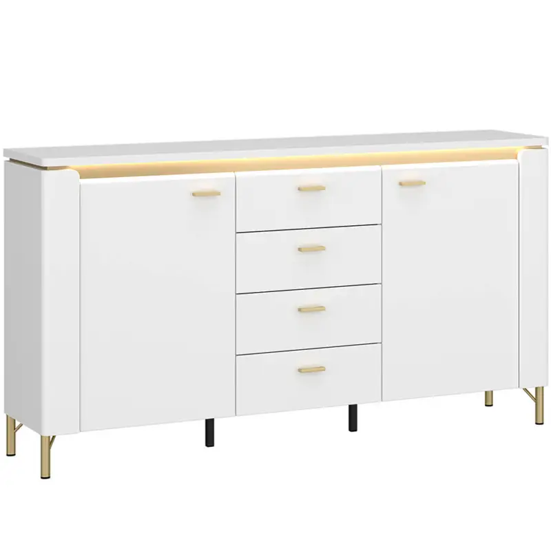 Sideboard 155 cm in weiß mit goldfarbenen Akzenten LUKA-129 Schnäppchen
