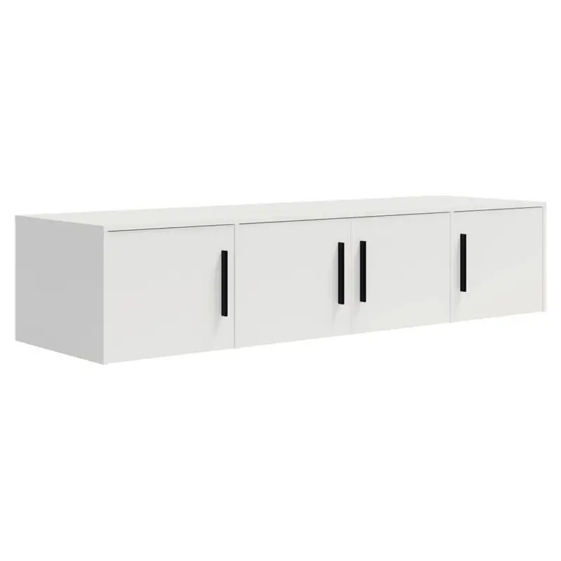 Sale Schlafzimmer Aufsatzschrank für Kleiderschrank mit 198 cm Breite, weiß matt mit schwarzen Griffen, 4-türig - MOLLERUSA-132
