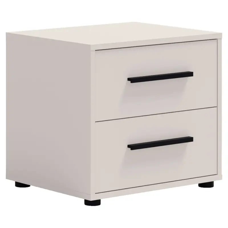 Mega-Angebot Schlafzimmer Nachttisch mit 51 cm Breite, kaschmir mit schwarzen Griffen, mit 2 Schubladen - MOLLERUSA-132