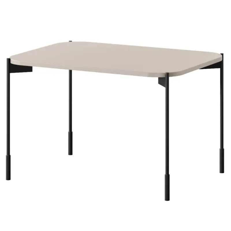 Wohnzimmer-Couchtisch mit 70 cm Breite in kaschmir matt, Tischbeine Metall schwarz - SPLIT-141 Markenware