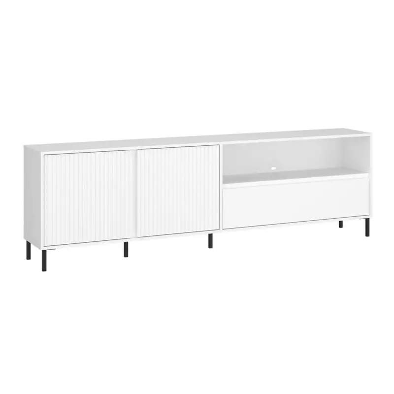 Jetzt Bestellen TV Lowboard mit 207,8 cm Breite in Weiß mit Rillen Fronten, 2 Türen, 1 Schublade - AMELIA-129