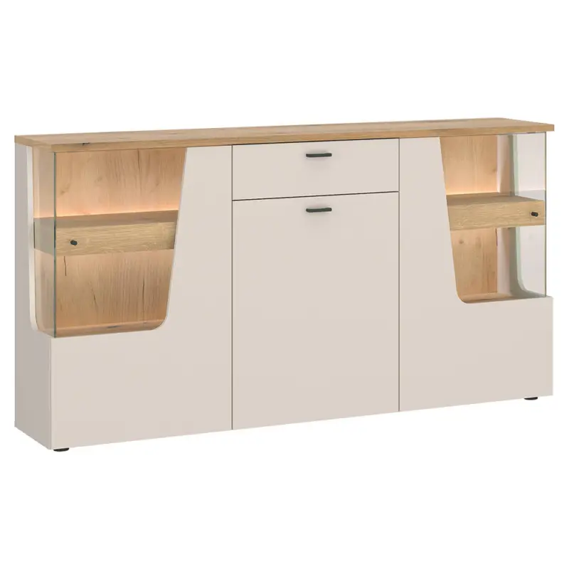 Finale Aktion Wohnzimmer Sideboard mit 165 cm Breite in Kaschmir und Eiche, 3 Türen & 1 Schublade - CARMONA-129