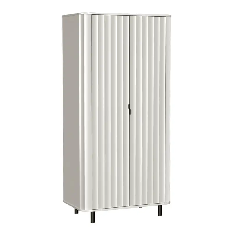 Schlafzimmer Kleiderschrank mit 98 cm Breite in Weiß, 2-türig, modern, mit Wellenoptik - NASHVILLE-161 Finale Aktion