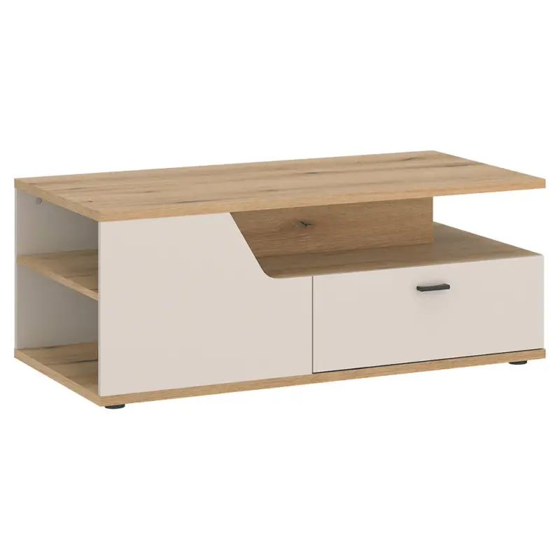 Wohnzimmer Couchtisch mit 110 cm Breite in Kaschmir und Eiche, 1 Schublade - CARMONA-129 Neue Kollektion