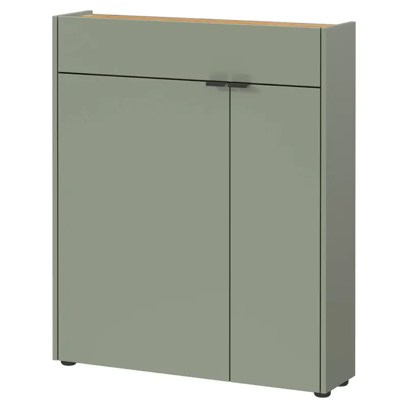 Flurschrank Schuhschrank 83 cm in grün mit Eiche ABERDEEN-01 ideal für schmale Flure Must-Have