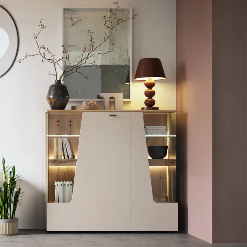 Sichere Zahlung Wohnzimmer Highboard mit 150 cm Breite in Kaschmir und Eiche, 3 Türen - CARMONA-129