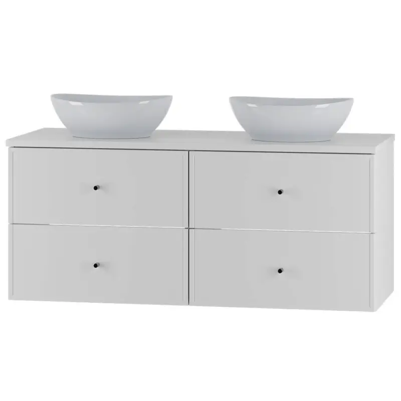 Sofort Bestellen Badezimmer Waschtisch mit 120 cm Breite in weiß mit Softclose-Funktion, 4 Schubladen & Keramik Waschbecken - MURANO-140