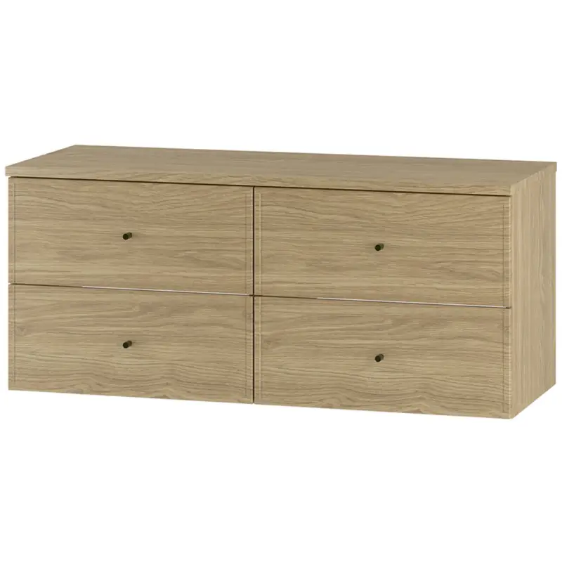 Badezimmer Waschbeckenunterschrank mit 120 cm Breite in Eiche mit Softclose-Funktion, 4 Schubladen - MURANO-140 Heißes Angebot