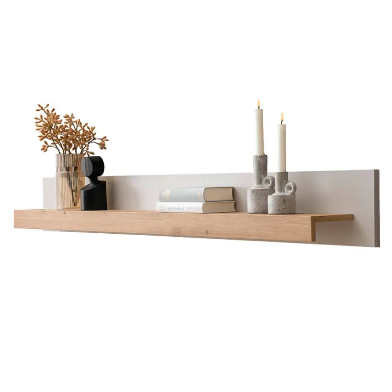 Wohnzimmer Wandboard 189 cm breit in Eiche mit Kaschmir Beige - SITTEN-61 Echt