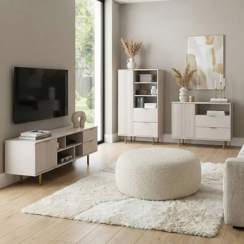 Neu Im Sortiment Wohnzimmer Set in Kaschmir mit Kommode, 3-teilig - NADOR-132 modern