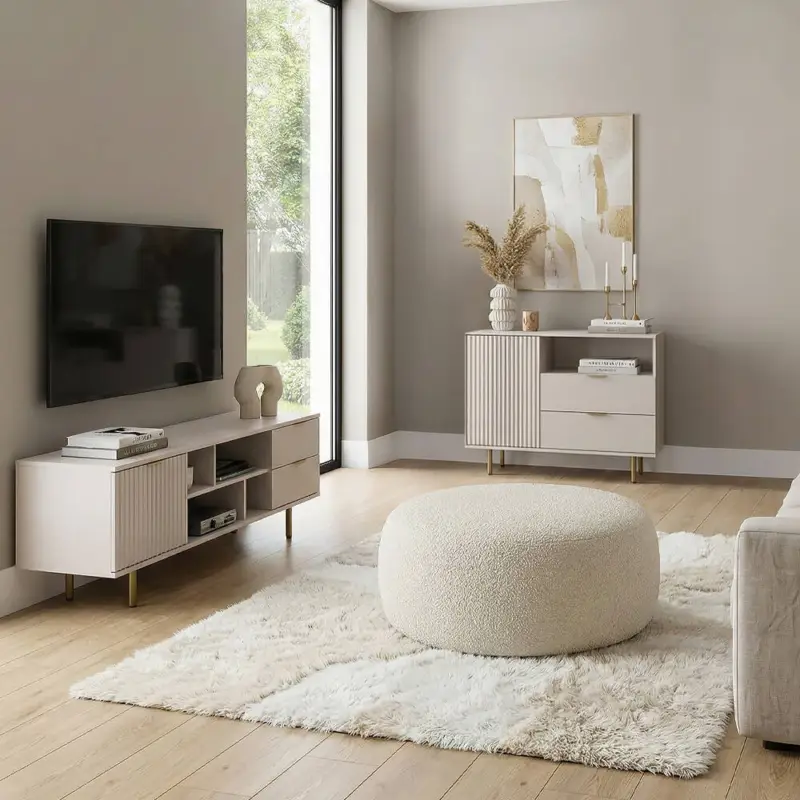 Wohnzimmer Set in Kaschmir mit Kommode und Lowboard, 2-teilig - NADOR-132 modern Meistverkauft