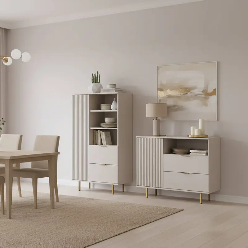 Letzte Chance Wohnzimmer Regal und Kommode in Kaschmir, 2-teilig - NADOR-132 modern