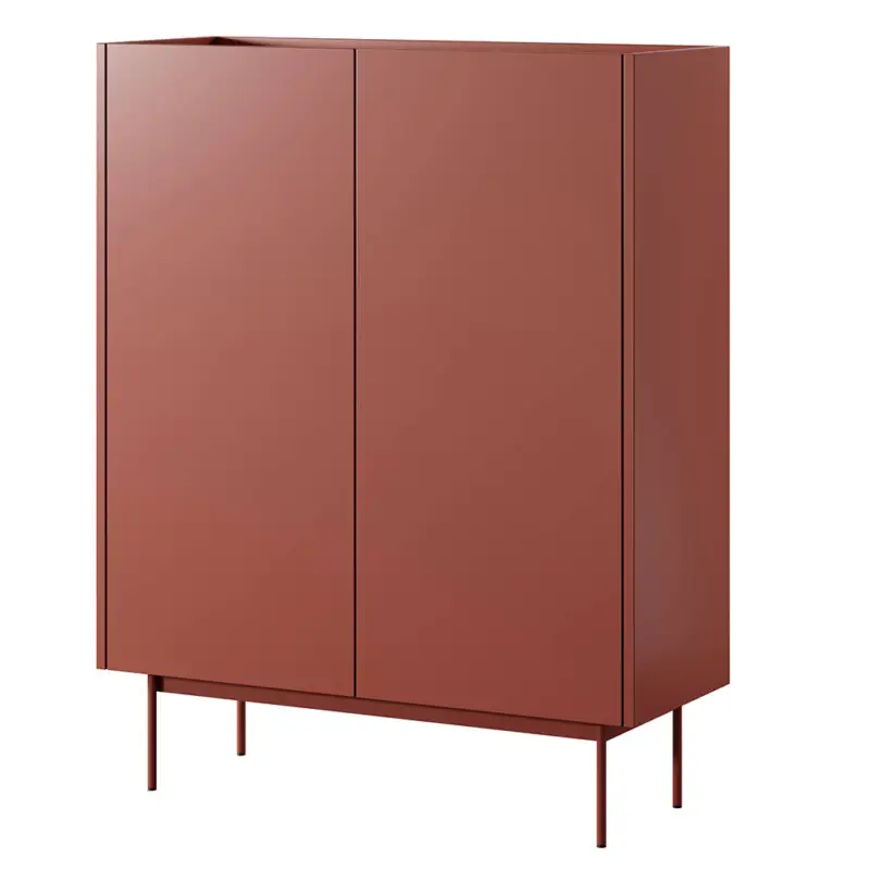 Wohnzimmer Highboard 97 cm mit Breite in matt Rot, 2 grifflose Türen - CHEYENNE-160 Günstig