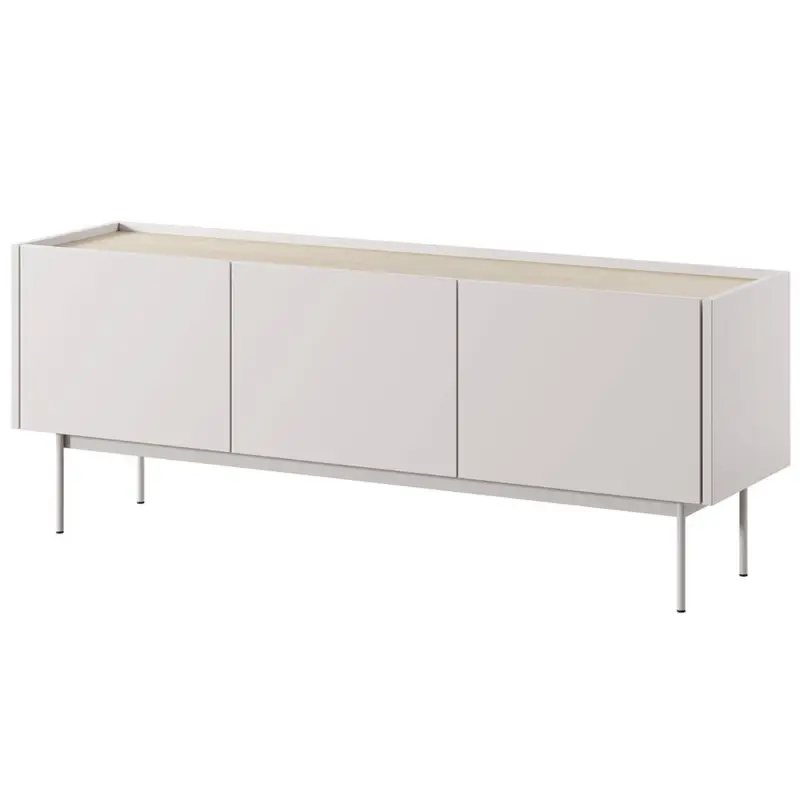 Bestseller Wohnzimmer Lowboard mit 144 cm Breite in Kaschmir matt, 3 grifflose Türen - CHEYENNE-160