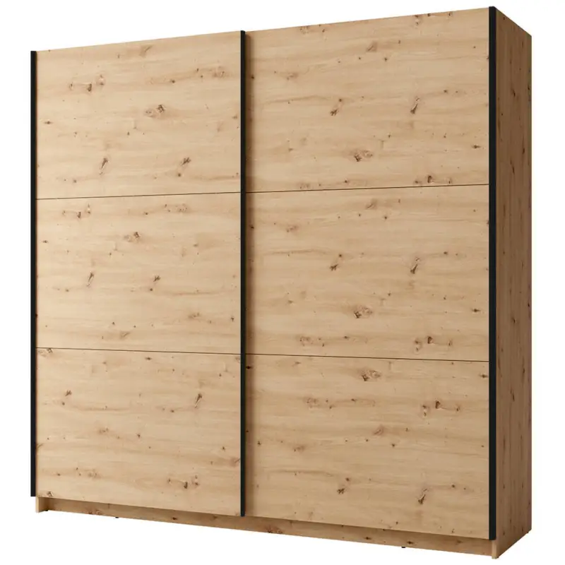 Top-Angebot Schlafzimmer Kleiderschrank 150 cm breit in Eiche mit 2 Schwebetüren & 1 Kleiderstange - ANTIBES-166