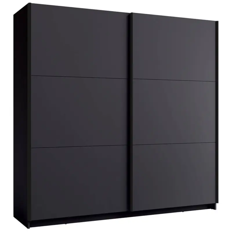 Top-Preis Schlafzimmer Kleiderschrank 200 cm breit in Grau mit 2 Schwebetüren & 1 Kleiderstange - ANTIBES-166
