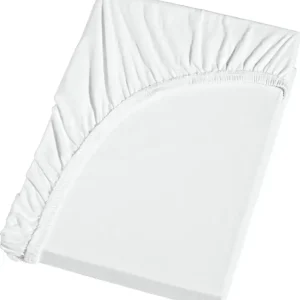 Jersey-Spannbetttuch Baumwolle Weiß 150 x 200 cm Top-Angebot