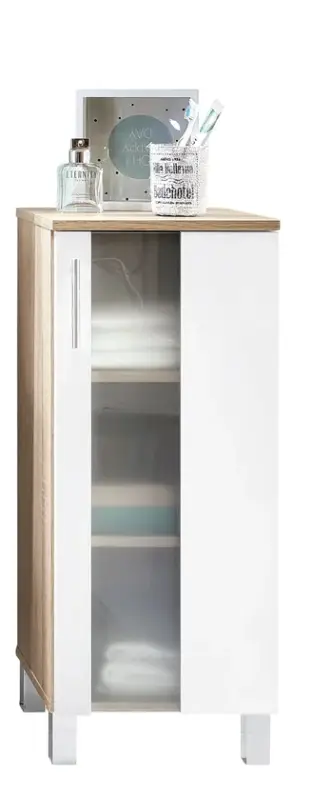 Jetzt Bestellen Unterschrank Weiß/Eiche sägerau Nachbildung 33 x 80 x 31 cm