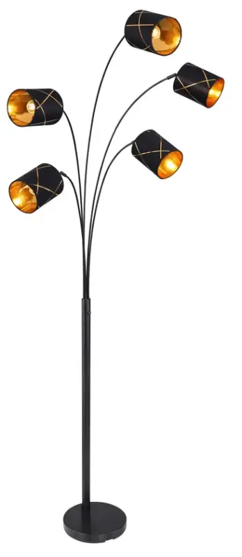 Preisknaller BEMMO Stehlampe goldfarben, transparent, /H/T: 84 x 204 x 130 cm, Metall, Textil