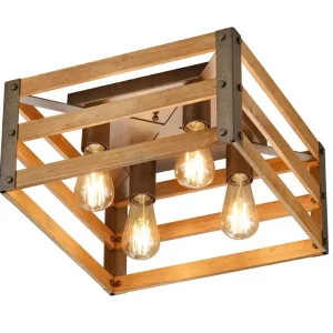 Bestpreis Khan Deckenleuchte braun, rot 605500467, B/H/T: 40 / 20 / 40 cm, Metall
