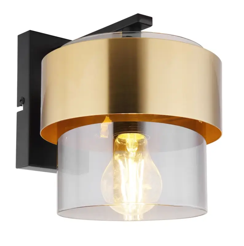 Neu Im Sortiment MILLEY Wandlampe goldfarben, schwarz 155,H/T: 21,5 x 18 cm, Glas, Metall