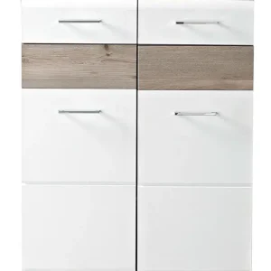 Nur Für Kurze Zeit Schuhschrank Funny Silbereiche-Dekor/Weiß Struktur 84 x 104 x 40 cm