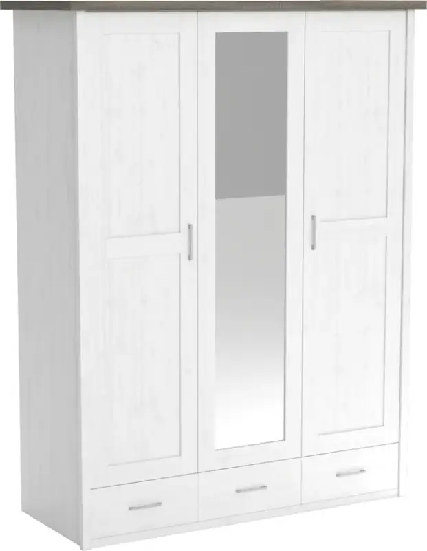 Direkt Vom Hersteller Kleiderschrank Luca Pinie-Optik Weiß 148 x 201 x 62 cm