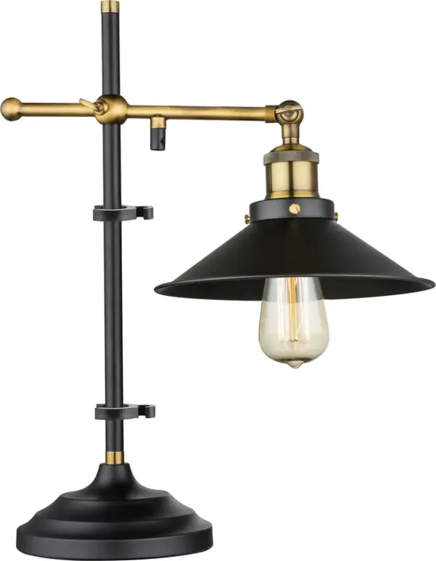 GLOBO Retrofit Tischlampe Lenius 1-flg Schwarz,Messingfarbig 22x35cm H.45,5cm Metall,höhenverstellbar,Schnurschalter,Innen Super-Preis