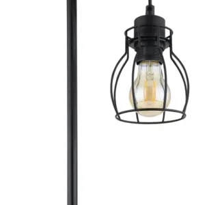 GLOBO Retrofit Tischlampe Mina II Schwarz/Naturfarbig 16x27cm H48cm Kracherpreis