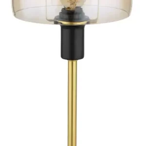 Top-Preis GLOBO Retrofit Tischlampe Kokkini Schwarz-Goldfarbig /Amber 15x15cm H32cm