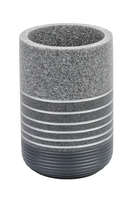 Neu Zahnputzbecher Salta 7x11 cm Anthrazit/Stein-Optik Polyresin