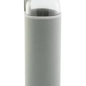 Trinkflasche mit Thermohülle 1000ml Neopren grau/Borosilikatglas Neu Im Sortiment