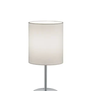 Aktuell Retrofit Tischlampe Jerry chromfarbig weiß 28cm 13cm Metall Textil Schnurschalter
