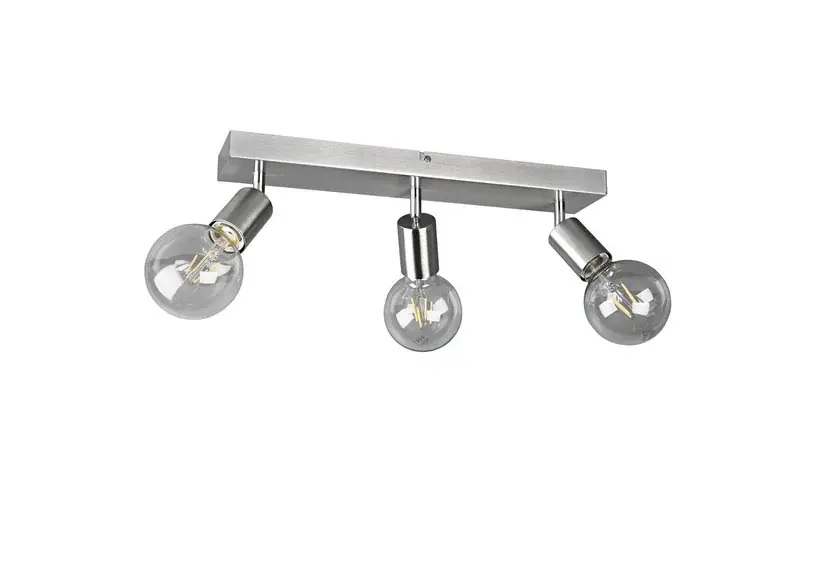 Markenware Retrofit Deckenlampe mit 3 Spots Vannes 3-flammig nickelfarbig 44x12,5cm 9cm Metall