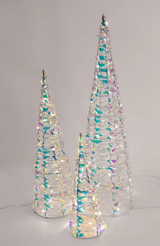 Weihnachten LED Lichtobjekt Pyramide 30cm 11cm 8LEDs warmweiß Batteriebetrieb Kunststoff Metall Neue Ware